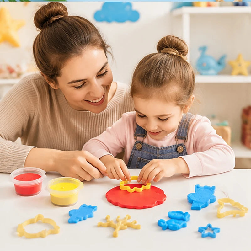 Sea Animal Modeling Clay Kit Kid DIY Plasticine Ocean Animal Molds Play Dough Set Creative Educational Toy Sensory Activity Gift