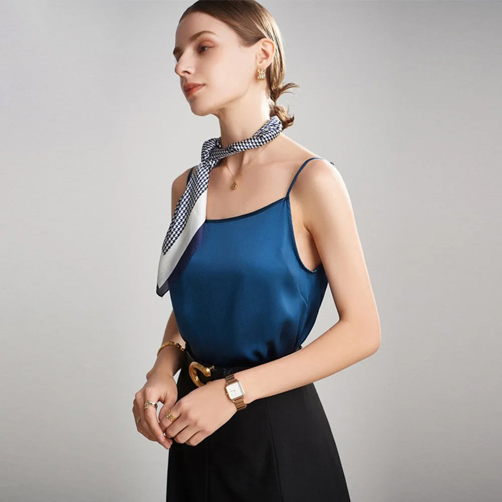 Basic Womens Mulberry Silk Tank Tops for Ladies Real Silk Camisole with Adjustable Straps