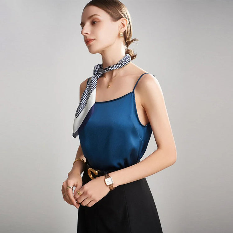 Basic Womens Mulberry Silk Tank Tops for Ladies Real Silk Camisole with Adjustable Straps