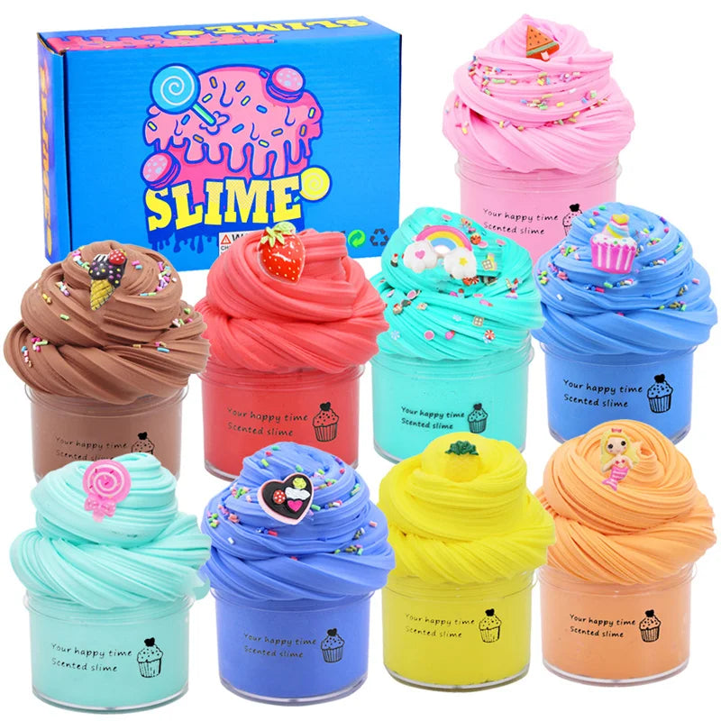 9PCS 50ml Butter Slime Kit Toys DIY Slime Fluffy Party Antistress Educational Toys For Kids Boys Girls Birthday Gift