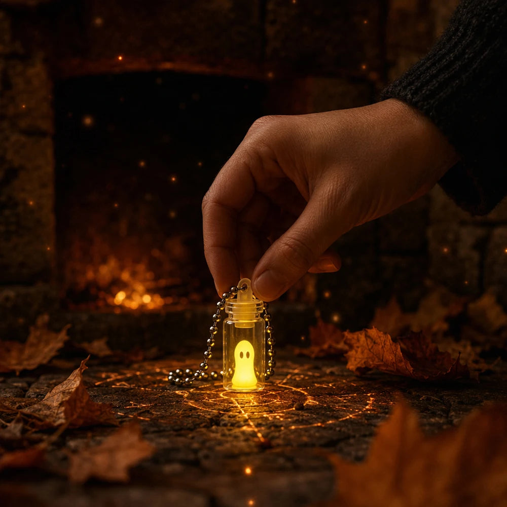 4pcs Exquisite Luminous Ghost Keychain Set Halloween Multicolor Tiny Glow Drifting Bottle Keyrings Adopt Ghost Spectre Jewelry
