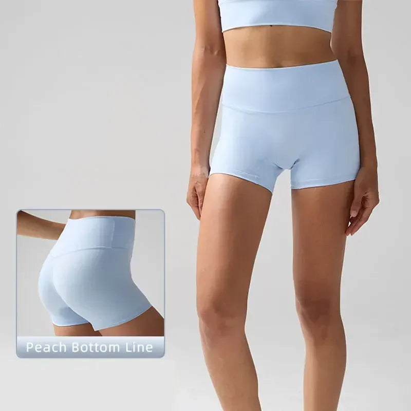 Solid Color High-Waisted Yoga Shorts for Women Quick Dry Breathable Fitness Sport Running Cycling Leggings
