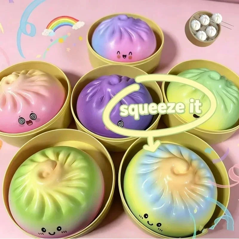 Glitter Dumplings Stress Relief Toy Bun Squishy Toy Fidget Premium Soft Slow Resilience Stress Relief Sensory Squeeze Toy