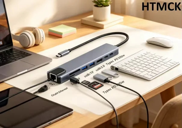USB C Hub 8In1 7in2 7in1 Type C 3.1 To 4K HDMI Adapter with RJ45 SD/TF Card Reader PD Fast Charge for MacBook Notebook Laptop
