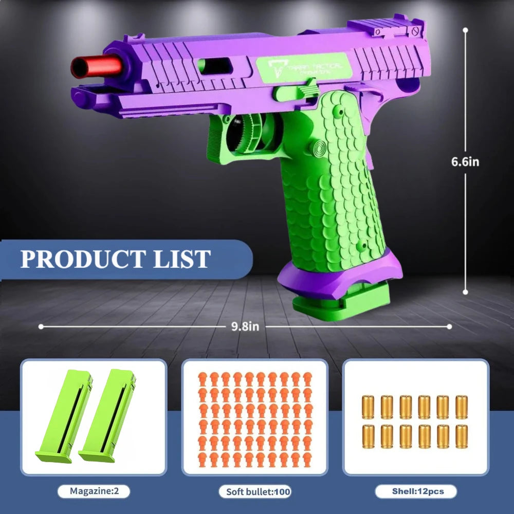 USP Shell Ejecting Soft Bullet Toy Gun Automatic Pull Back Action Shell Throwing Continuous Firing Shooting Games Christmas Gift