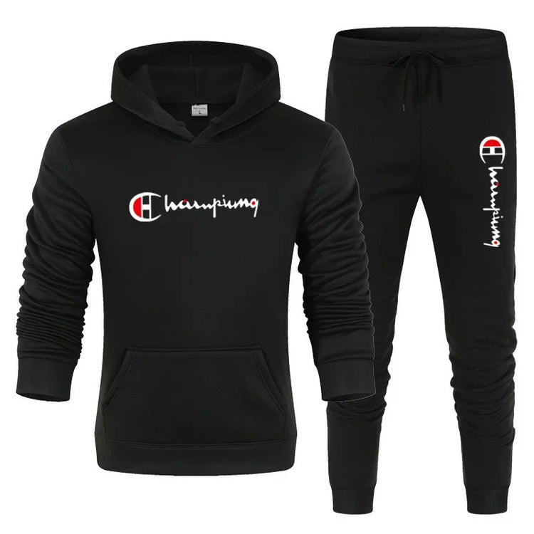 2025 Men's Tracksuit Hooded Sweatshirt+Sweatpants 2 Pcs Sets Sports Suit Casual Jogger Sportswear 2 Piece Male Streetwear Sets
