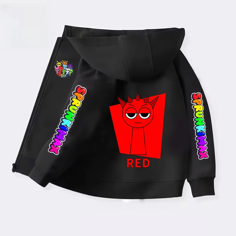 Sprunki Zipper Hoodies for Children Incredibox Anime Figures Girl Sweatshirt Kids Spring Autumn Pullover Gift Boys Clothes 4-14Y