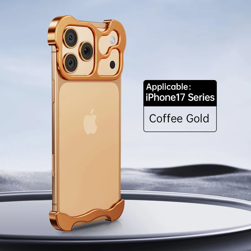Irregular Metal Bumper Phone Case For iPhone Air 13 14 15 16 17 18 Pro Max Plus Lens Film Protect Bare Aluminum Shockproof Cover