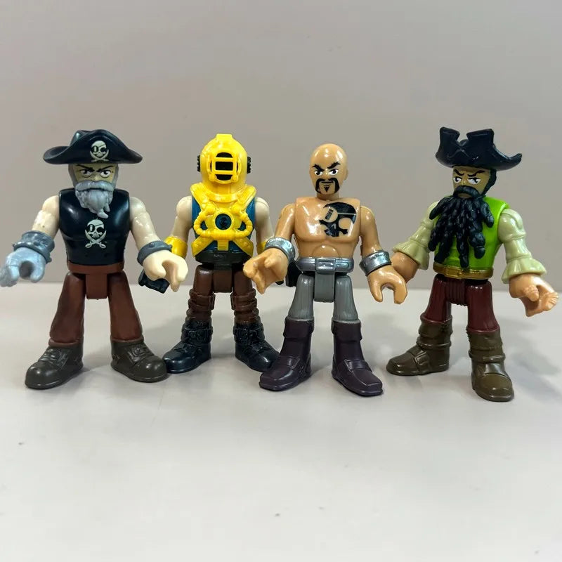 Set Imag-inext Pirate Adventures Shark Pirate Captain Hook Deckmate Ghost Blackbeards Figures 2.8'' Models Cake Topper Kid Toy