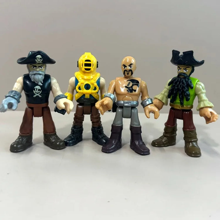 Set Imag-inext Pirate Adventures Shark Pirate Captain Hook Deckmate Ghost Blackbeards Figures 2.8'' Models Cake Topper Kid Toy