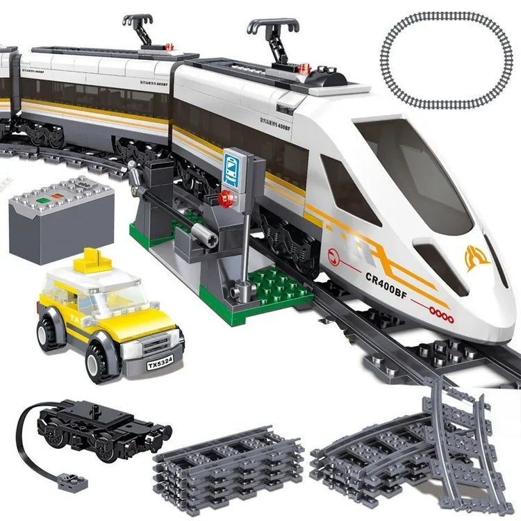 City Power High-speed Railway Fuxing Hexie Electric Locomotive Train Building Blocks Toys for Children Technical Bricks Kids
