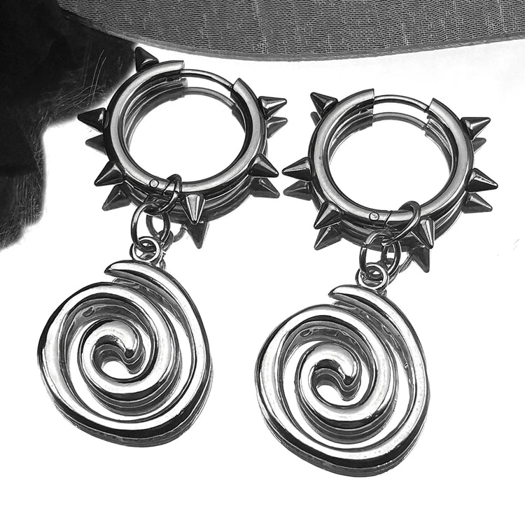 Punk Spike Rivet Hoop Earrings For Women Men Ear Studs Stainless Steel Gothic Hip Hop European and American Earring Jewelry Gift