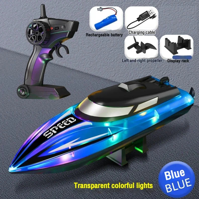 2.4G RC Boats Remote Control Speedboat Water Toy Electric Yacht Boat Double Propeller High Speed RC Ship Children Toys Xmas Gift