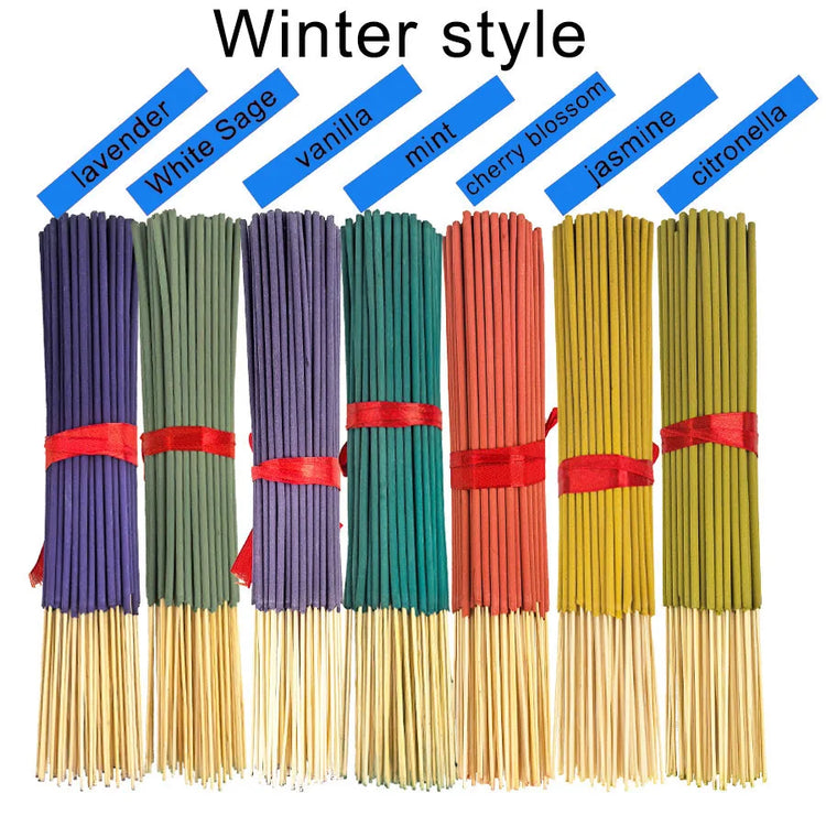 7 Sets of 140 Incense Sticks, Available in Four Seasonal Sets: Rose, Lavender, Sandalwood, Jasmine, Mint, Cherry Blossom, Herbal, and Dragon Blood Wood, with 20 Sticks in Each Pack, Suitable for Home Use, Office, Yoga, Medita