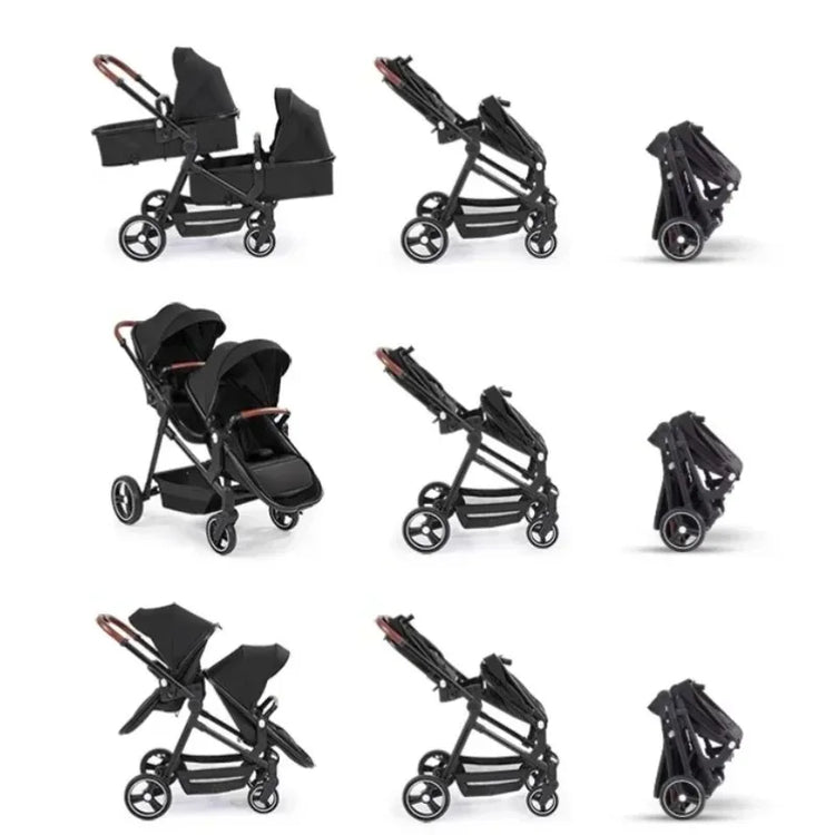 Foldable Twins Baby Carriage Stroller Twin Can Sit and Lie Double Stroller Shock Absorber Second high view Child Stroller