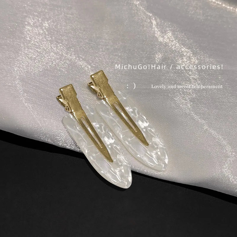 2pcs Simple Sakura Pink Seamless Hair Clip Women Acetate Sheet No Bend Bangs Clip Duckbill Clip Hairpins Hair Styling Tool