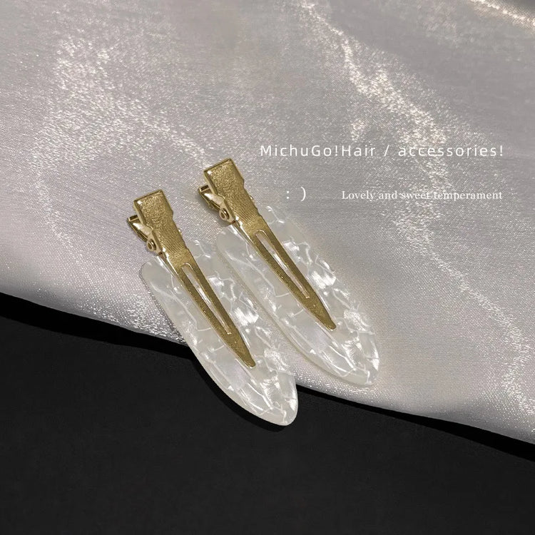 2pcs Simple Sakura Pink Seamless Hair Clip Women Acetate Sheet No Bend Bangs Clip Duckbill Clip Hairpins Hair Styling Tool