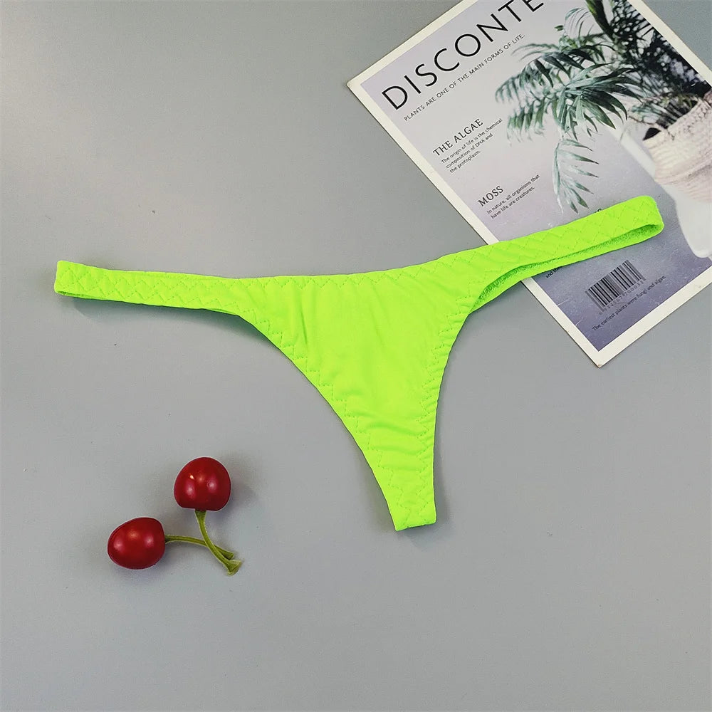 2Pcs Sexy Mini Micro Thongs Low Waist Seamless Female Underpants Comfortable Solid Bikini Underwear Women G String