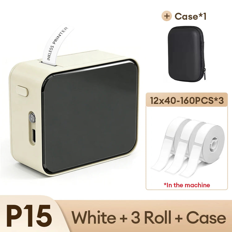 Marklife P15 Mini Portable Label Printer Smart Pocket Printer Thermal Adhesive Sticker Labeling Machine OT 3PK Label Paper NoInk