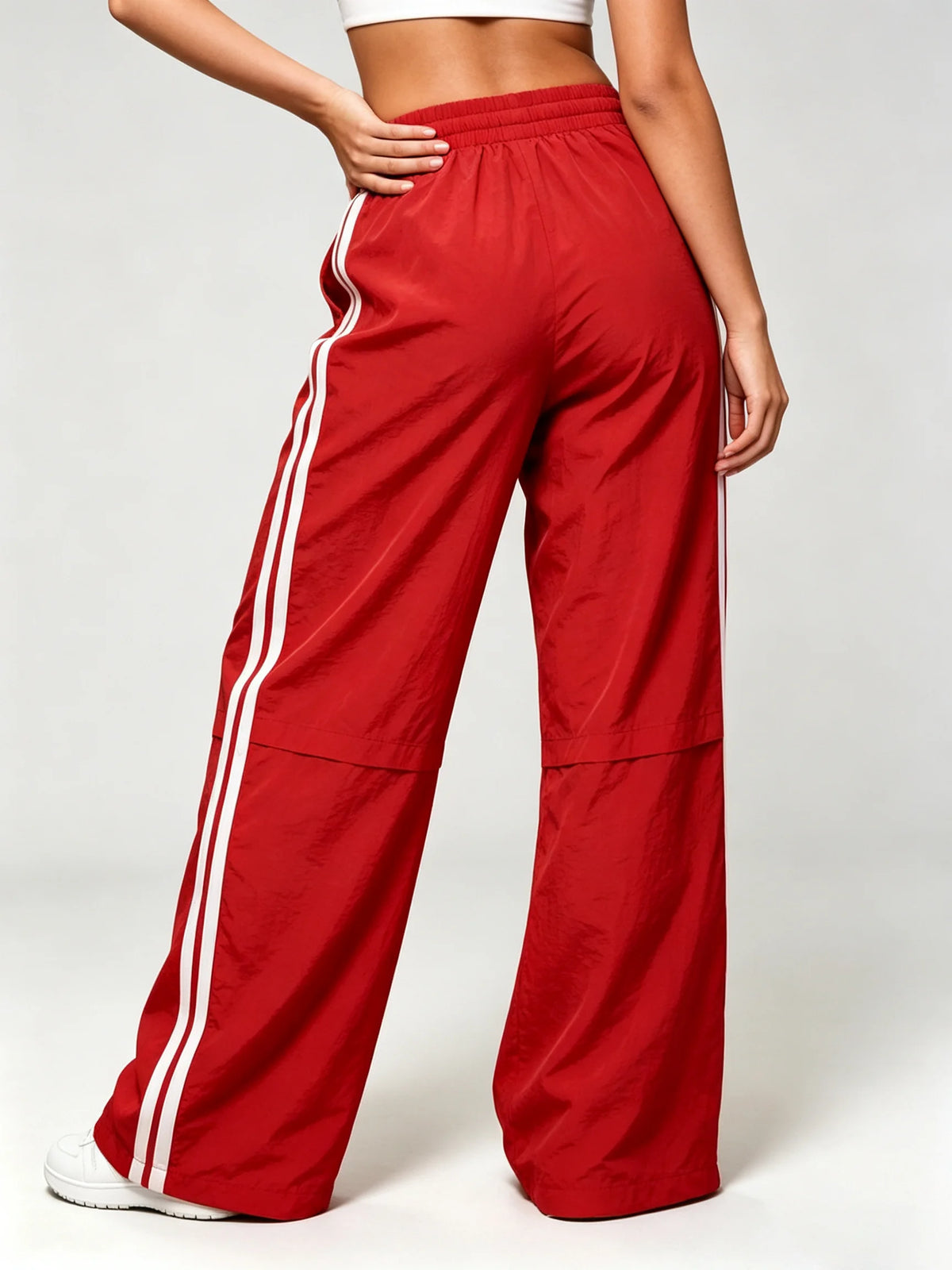 Women's Striped Pants Loose Elastic Waist Drawstring Straight Leg Casual Sweatpants Low Rise Baggy Trousers for Outdoor Sports