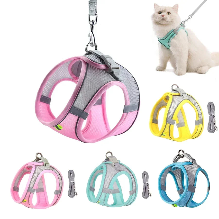 Dog Harness Leash Set for Small Dogs French Bulldog Chihuahua Pug Outdoor Walking Lead Leash Adjustable Puppy Cat Harness Vest