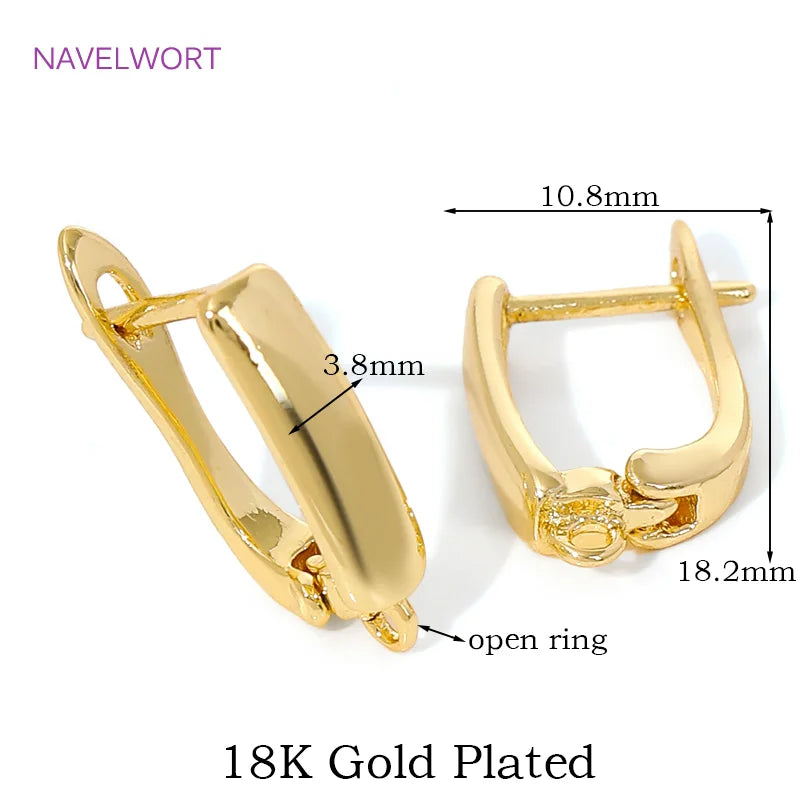 DIY Earring Making Accessories 18K Gold Plated Smooth Earring Hook Clasps Brass Metal Earwires Hooks,Jewelry Making Supplies