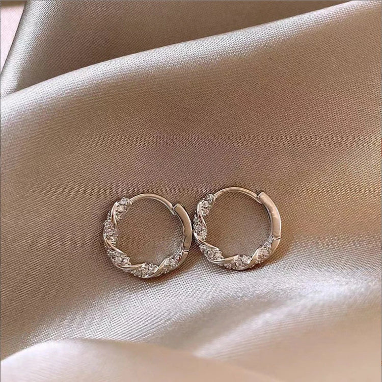 2026 New Arrival Metal Four Star Hoop Earrings for Women Simple Zircon Geometric Circle Earring Buckle Earrings Jewelry Gifts