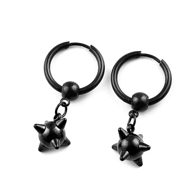 Punk Spike Rivet Hoop Earrings For Women Men Ear Studs Stainless Steel Gothic Hip Hop European and American Earring Jewelry Gift