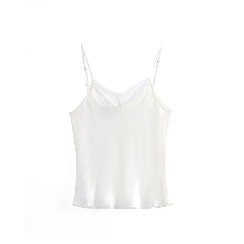 Birdtree, OEKO-TEX, 19MM 100% Real Silk Solid Tank Top, Woman's Adjustable Sling Lace Basics Vest, 2026 Autumn New T69516JF