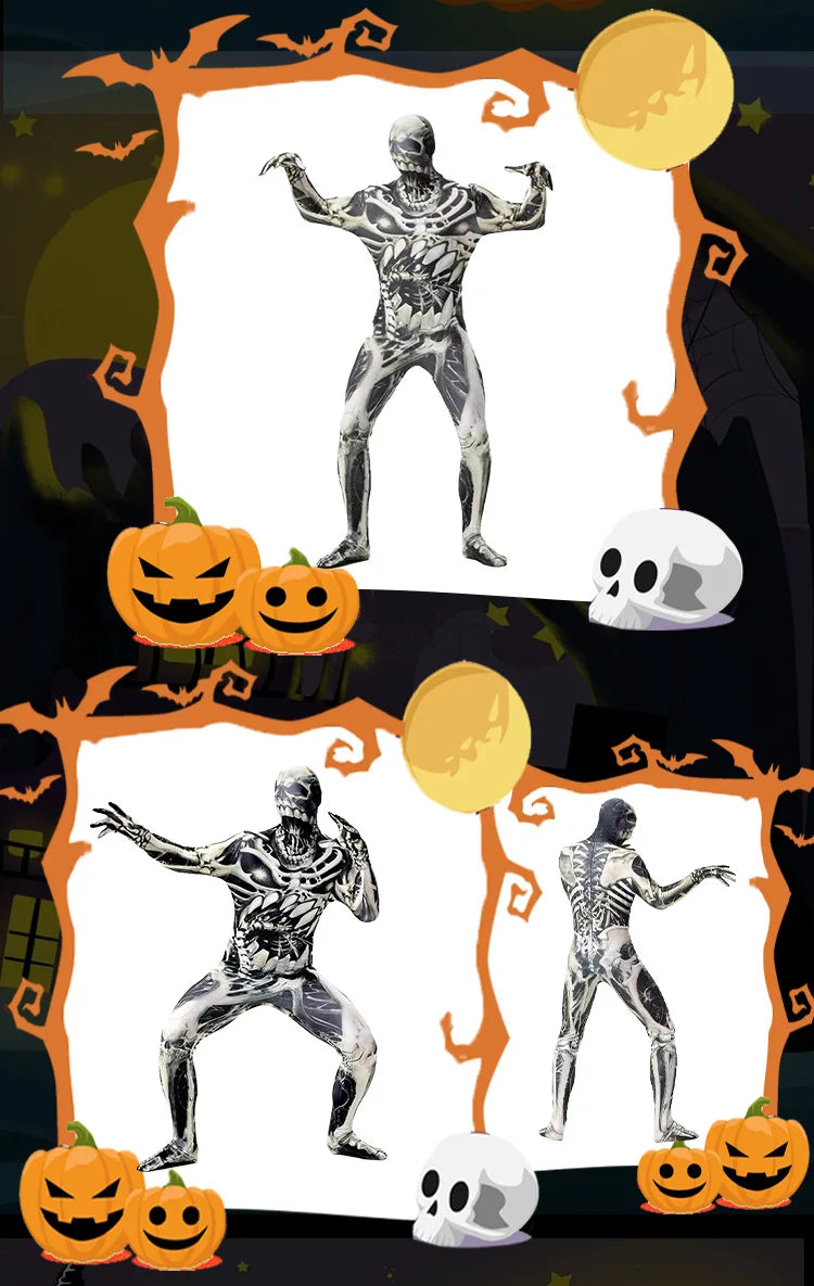 Halloween Kids Zombie Jumpsuit CostumeVampire Cosplay Outfit for Children's Ghost Festival & Stage PerformanceSpooky Party Drees