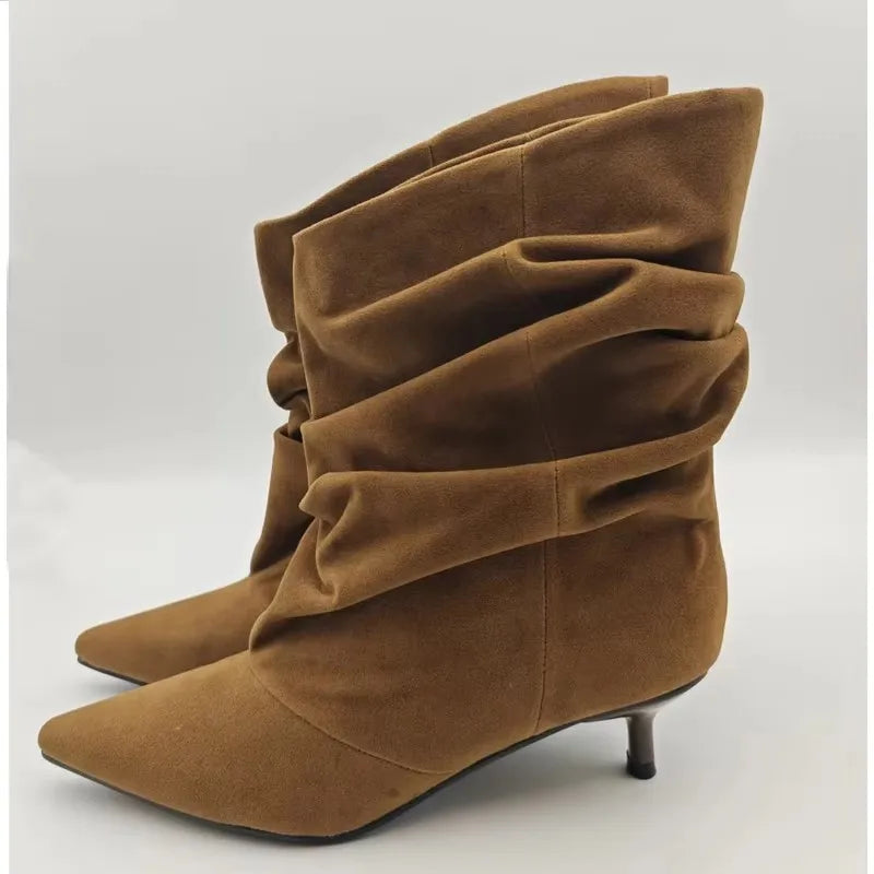 Botas Feminina High Heel Leopard Print Boots Women Ankle Boots Autumn Ladies Elegant Pointed Toe Short Botas Zapatos De Mujer