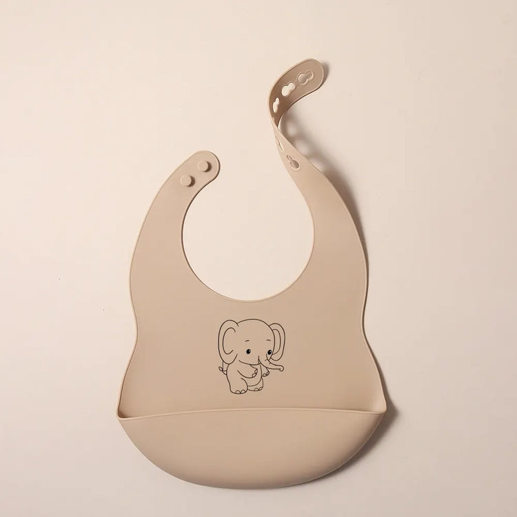 Custom Silicone Baby Bib with Name & Cartoon Print Pattern Food-Grade Solid Feeding Bib DZ13