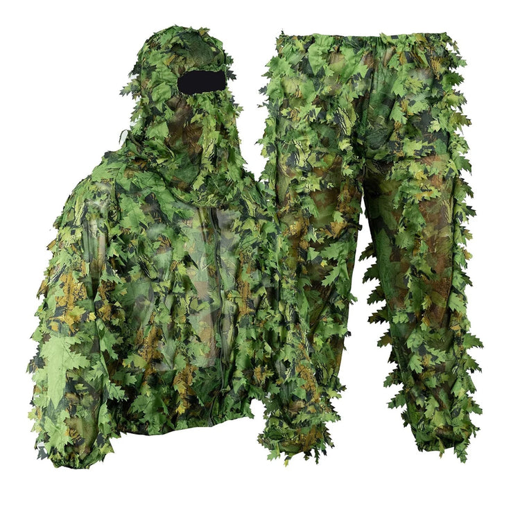 Adult Spring and Autumn Camo Bionic Leaves Camouflage Suit Hunting Ghillie Suit Woodland Camouflage Bird Watch Photography Suit