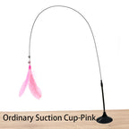 Interactive Cat Toy Handfree Cat Stick Kitten Playing Teaser Wand Toy Suction Cup Feather Wand Pet Supplies Simulation Feather