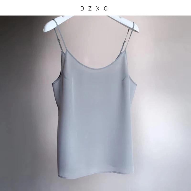 Women's 100% Mulberry Silk Camisole, Suitable for Wearing Outside or as an Inner Layer, with Adjustable Shoulder Straps