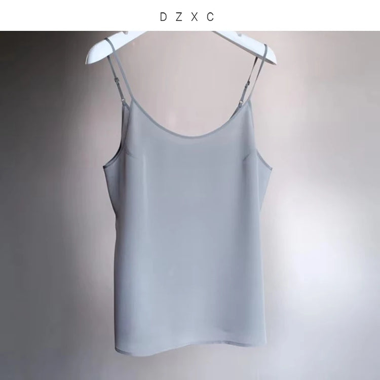 Women's 100% Mulberry Silk Camisole, Suitable for Wearing Outside or as an Inner Layer, with Adjustable Shoulder Straps