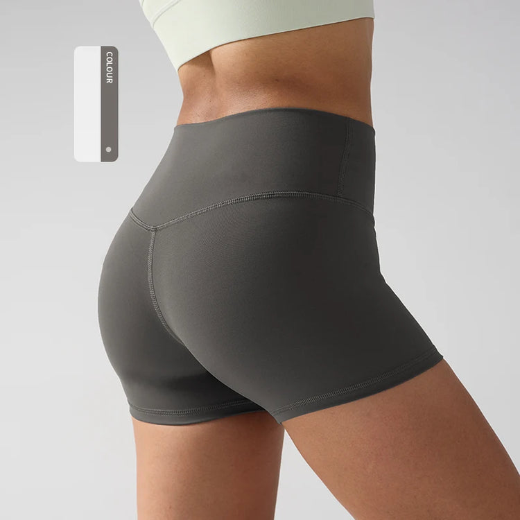 Solid Color High-Waisted Yoga Shorts for Women Quick Dry Breathable Fitness Sport Running Cycling Leggings