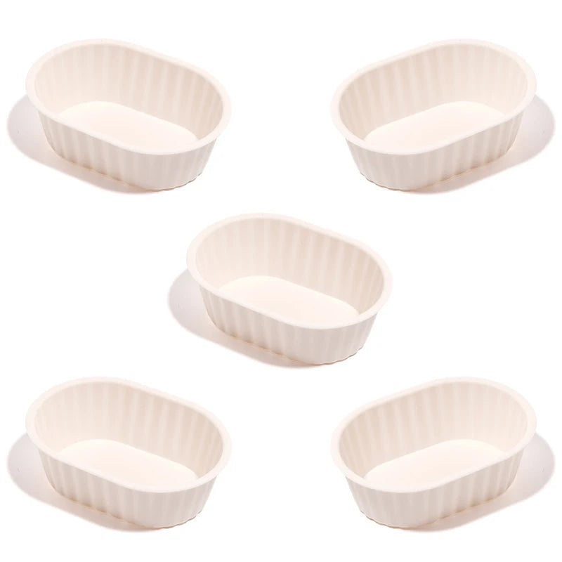 5PCS Reusable Oval Silicone Muffin Cups Non-Stick Cake Mold  Baking Mould for Air Fryer Oven DIY Brownie Pastry Bakeware