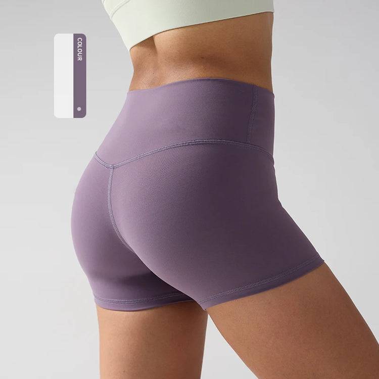Solid Color High-Waisted Yoga Shorts for Women Quick Dry Breathable Fitness Sport Running Cycling Leggings