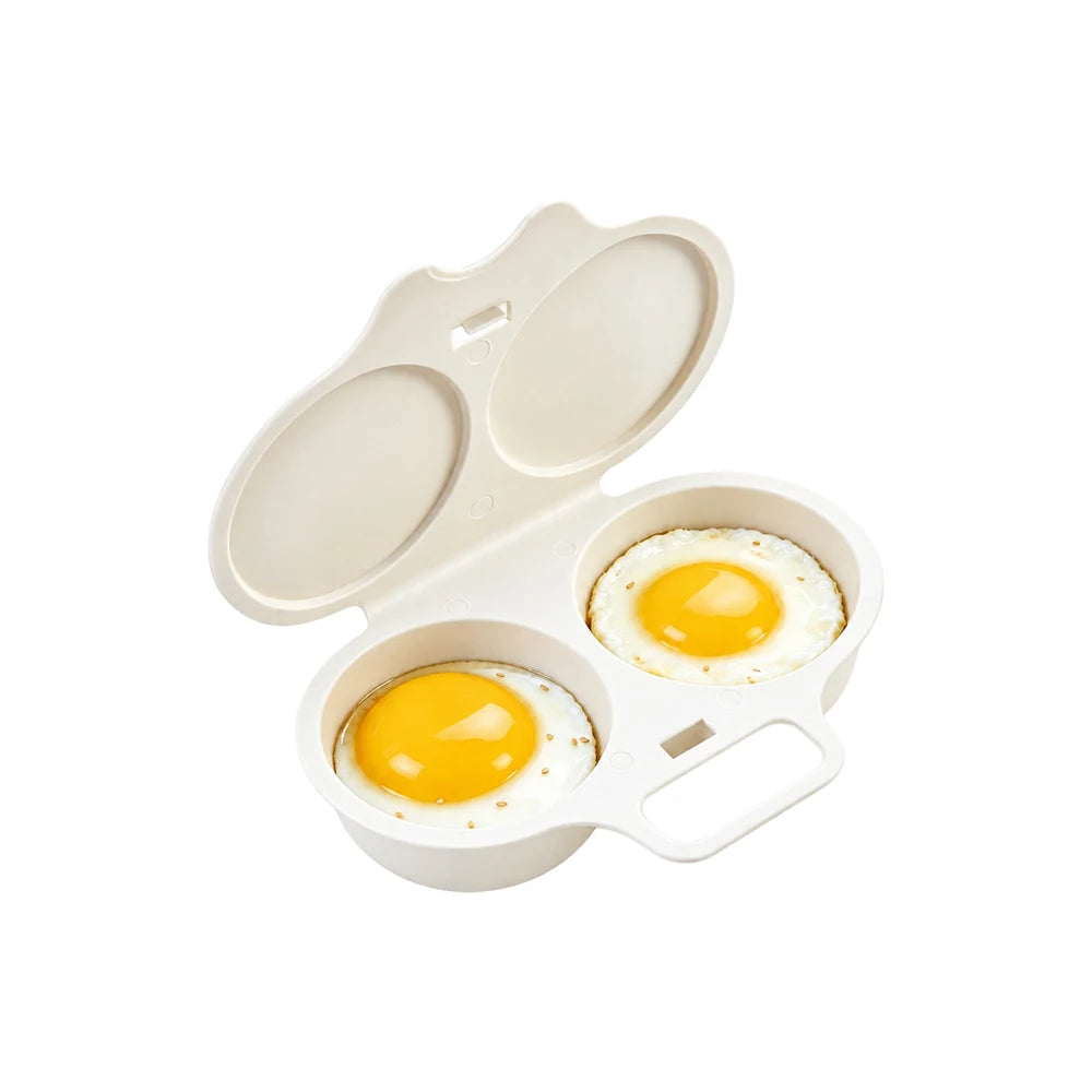 iLMH Microwave Egg Cooker, BPA Free Non Stick Dual Cavity Egg Poacher, Quick Oil Free Breakfast Maker for Home Kitchen Dorm
