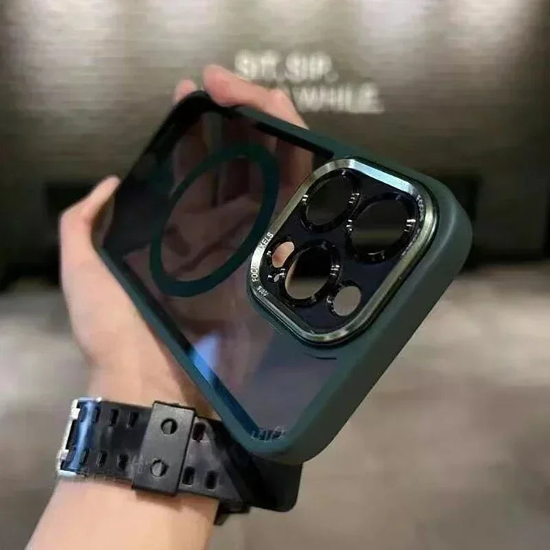 Magnetic Metal Lens Bumper Protector Clear Case For iPhone 17 16 18 15 14 13 12 11 Pro Max Funda Wireless Charge Hard Back Cover
