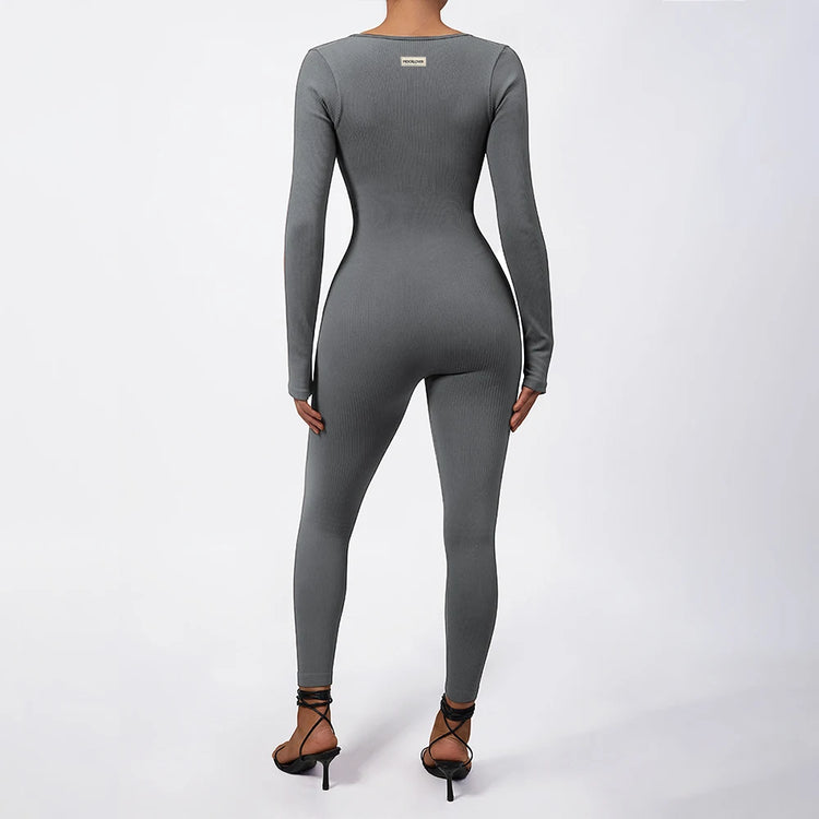 Women Autumn Winter Long Sleeve Jumpsuits Bodycon Slim Fit Streetwear Overall One Piece Bodysuits Outfit Yoga Jumpsuit Women