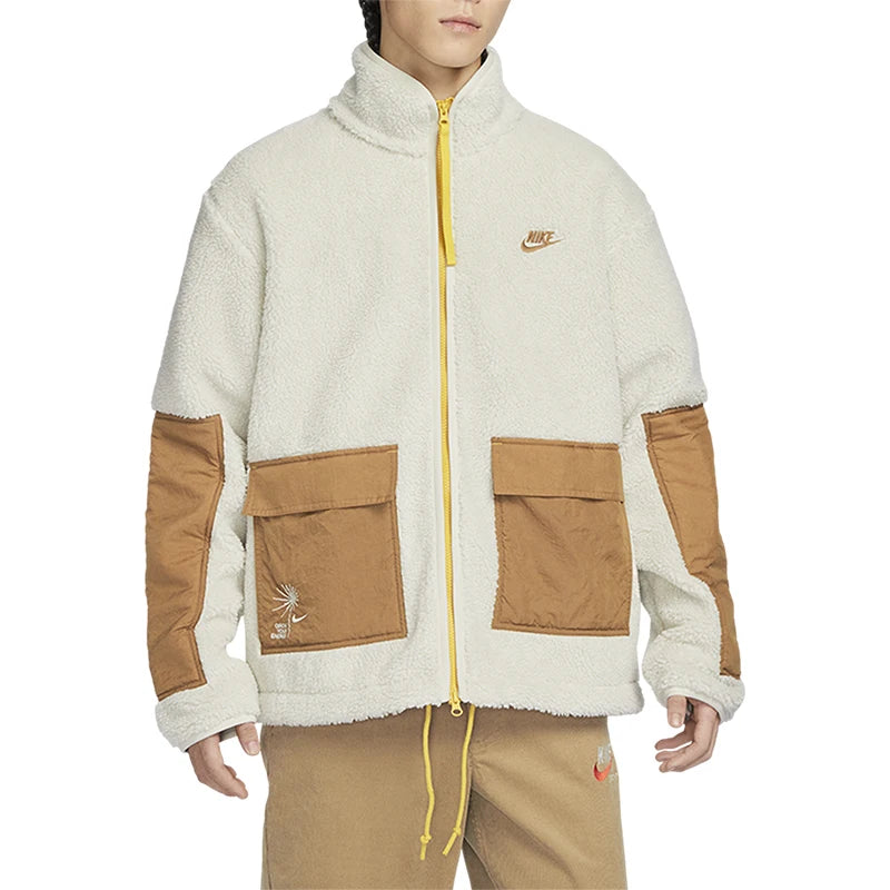 Nike Official JORDAN Men's Patchwork Faux Shearling Warm Jacket FV4022-072