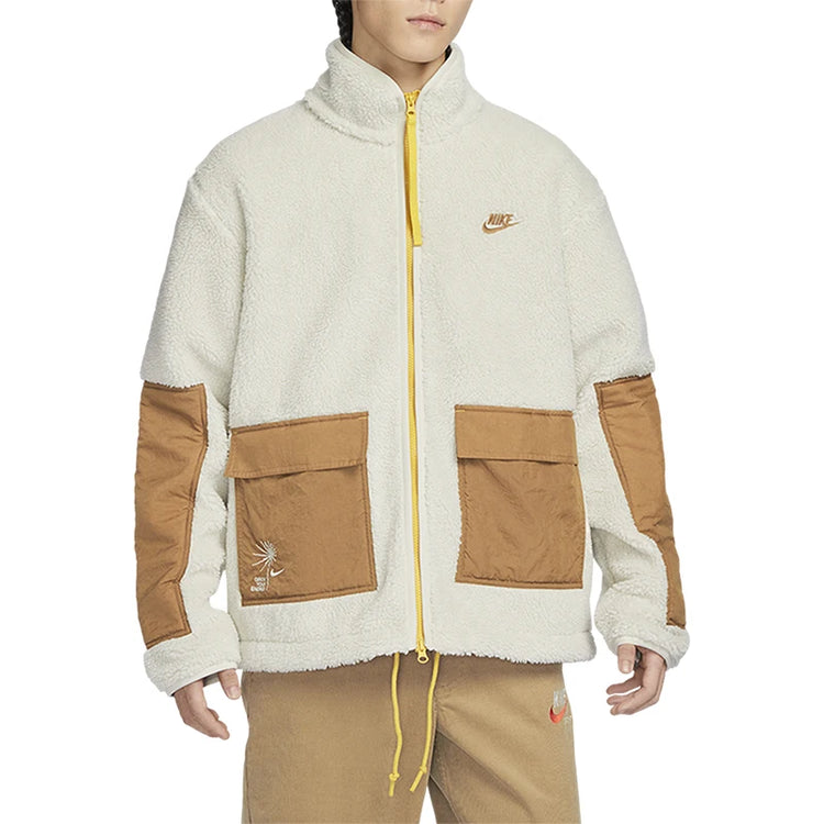 Nike Official JORDAN Men's Patchwork Faux Shearling Warm Jacket FV4022-072