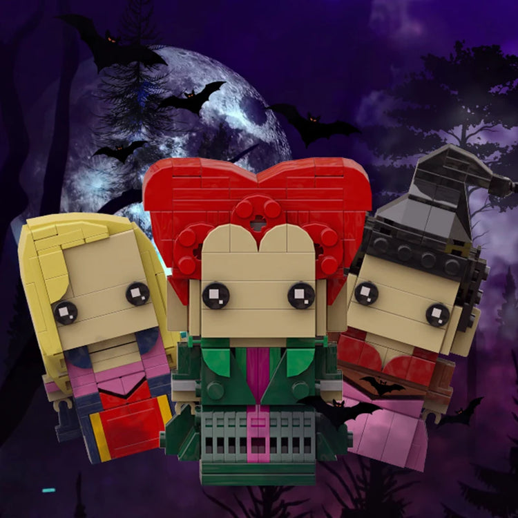 Yigebebe Movie Hocus Pocused Action Figures Winifred Mary Sarah Building Blocks Movie Witch Three Sisters Bricks Toys Gift