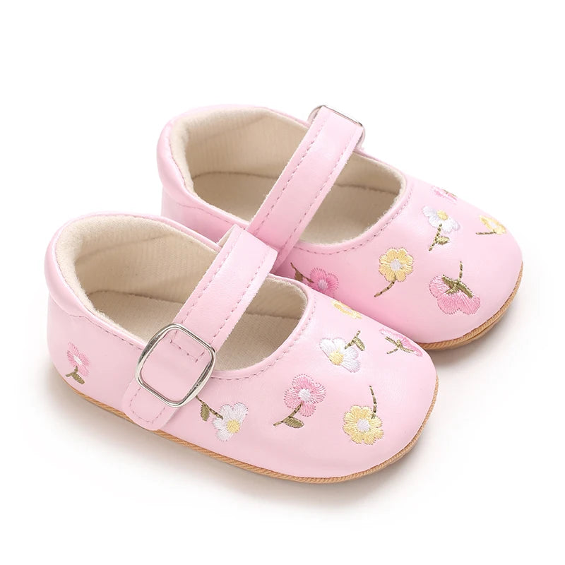 0-1Year Baby Shoes Infant Pre-Walker Shoes Girls Princess Bow Shoes Cute Breathable Flower Soft Sole Casual Sports Footwear