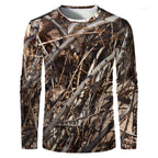 Men Camouflage Forest Hunting T-shirt Utdoor Quick Drying Breathable Hiking Long Sleeve T-shirt Fishing Camping Sports Tops Tees