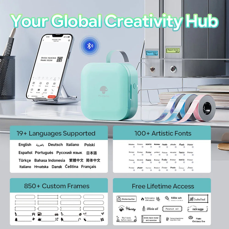 Phomemo Q30 Bluetooth Thermal Label Printer, Pocket Sticker Maker for Date/DIY Labels, iOS Android Wireless Printer, Multi-Paper