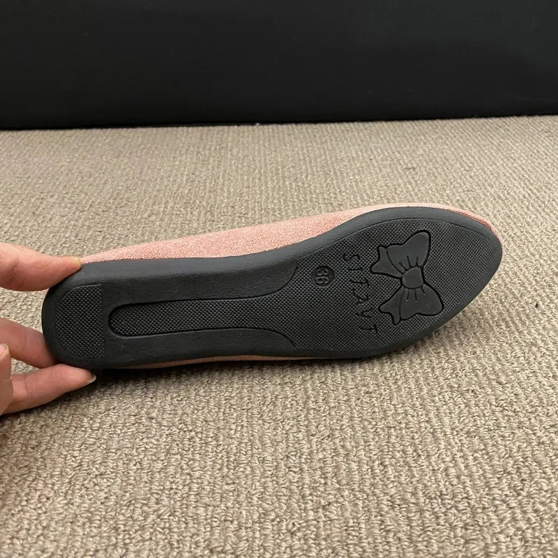 Fashion new coat Solid color large light mouth women's suede comfortable flat shoes women's Zapatos De Mujer