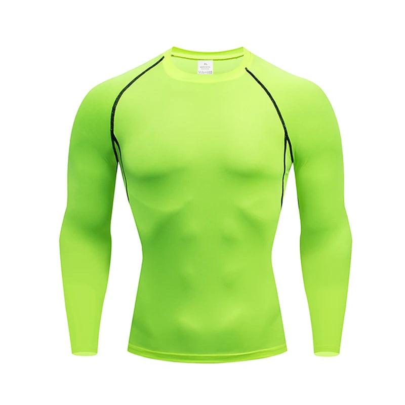 1pcs Men's Long-sleeved Thermal Underwear Male Thin Tight Fitting Fast Dry Elastic Fitness Tops Man Autumn Winter Sprots Wear